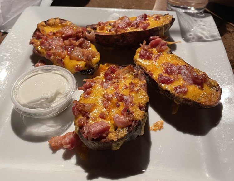 A plate of potato skins