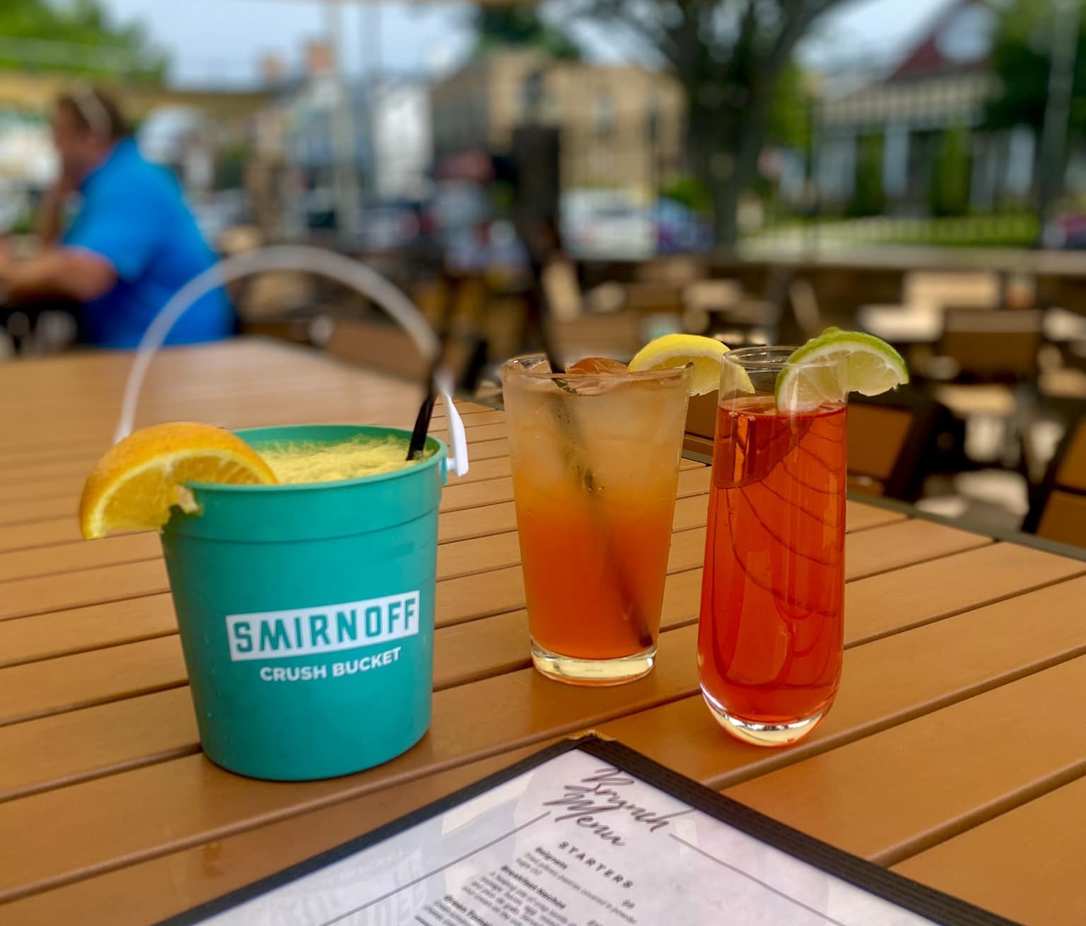 a group of drinks on a table