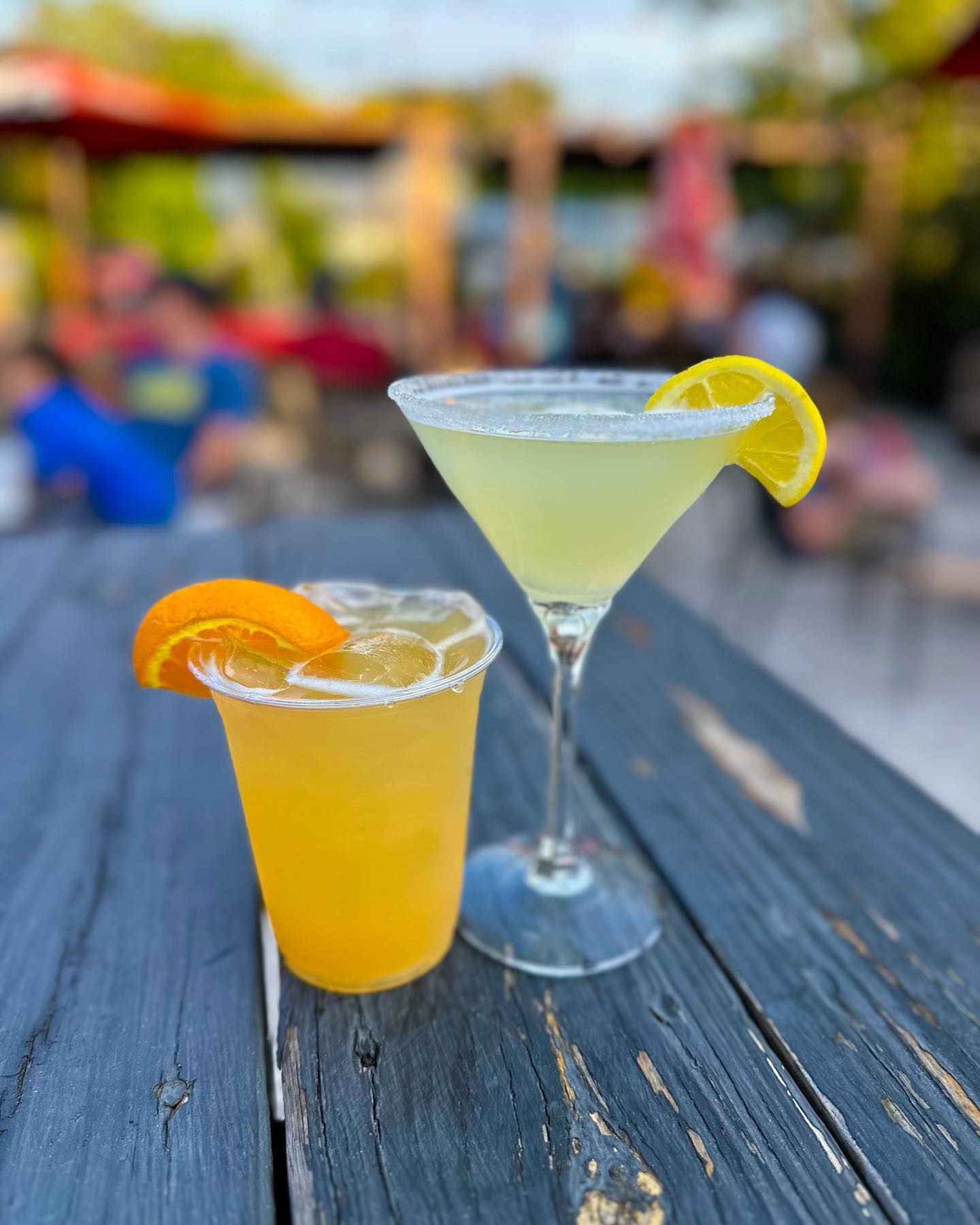 two cocktails on a table