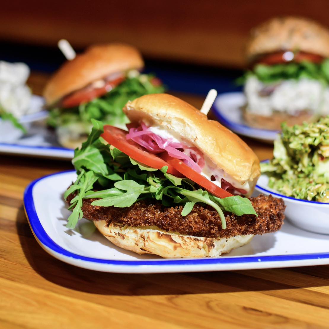 a burger on a plate