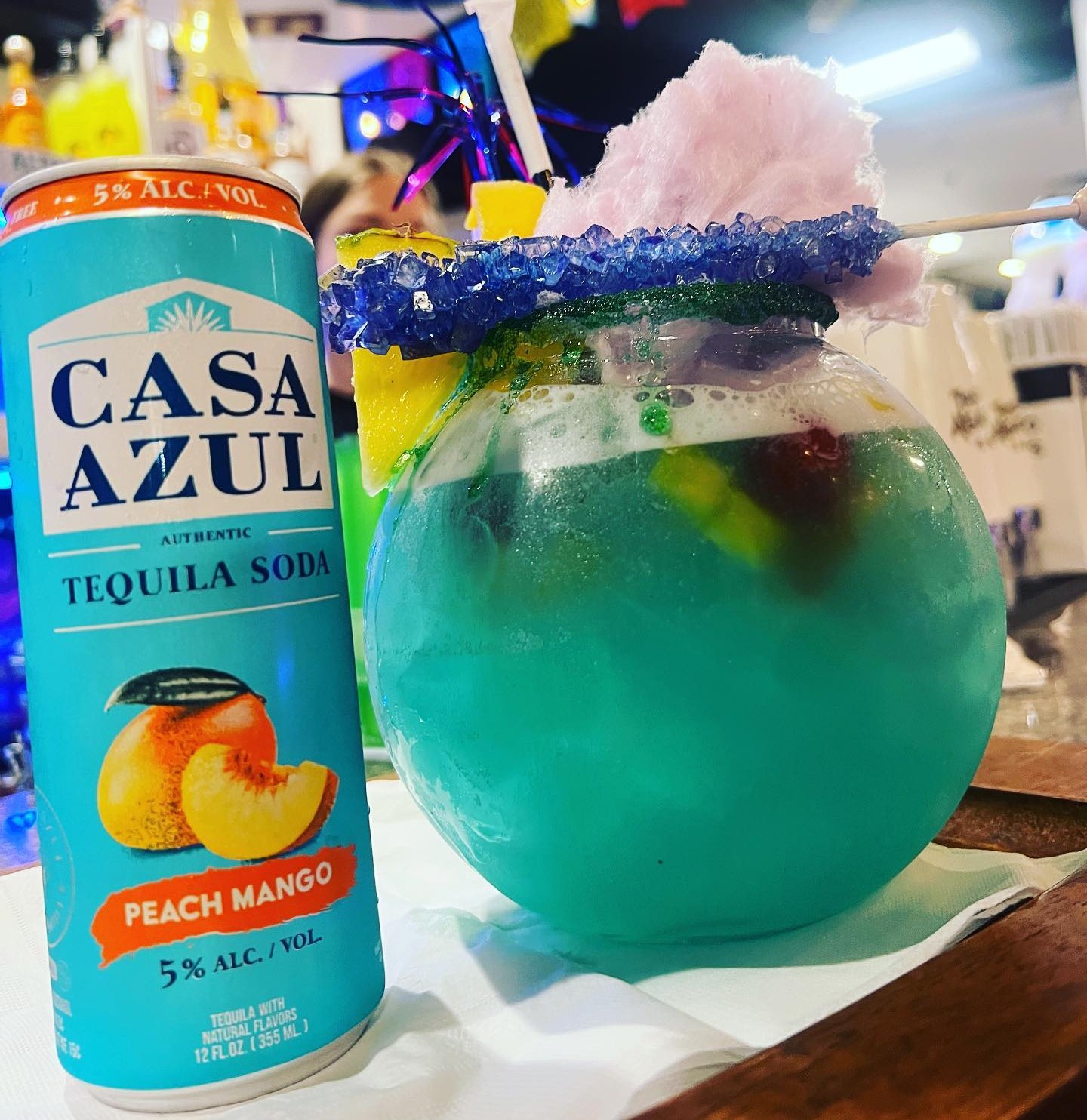 a Mexican skies Fishbowl drink from Cholitas