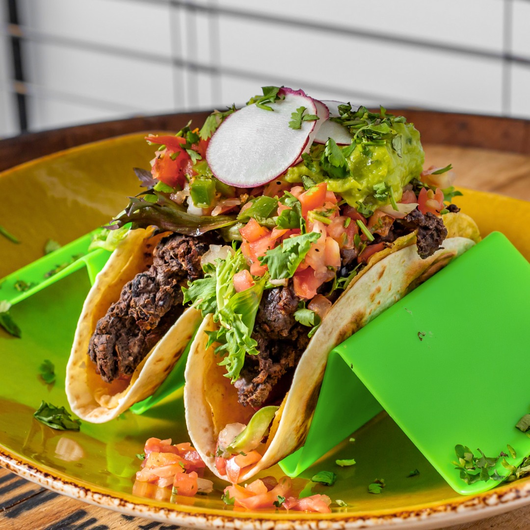 two black bean and sweet potato tacos