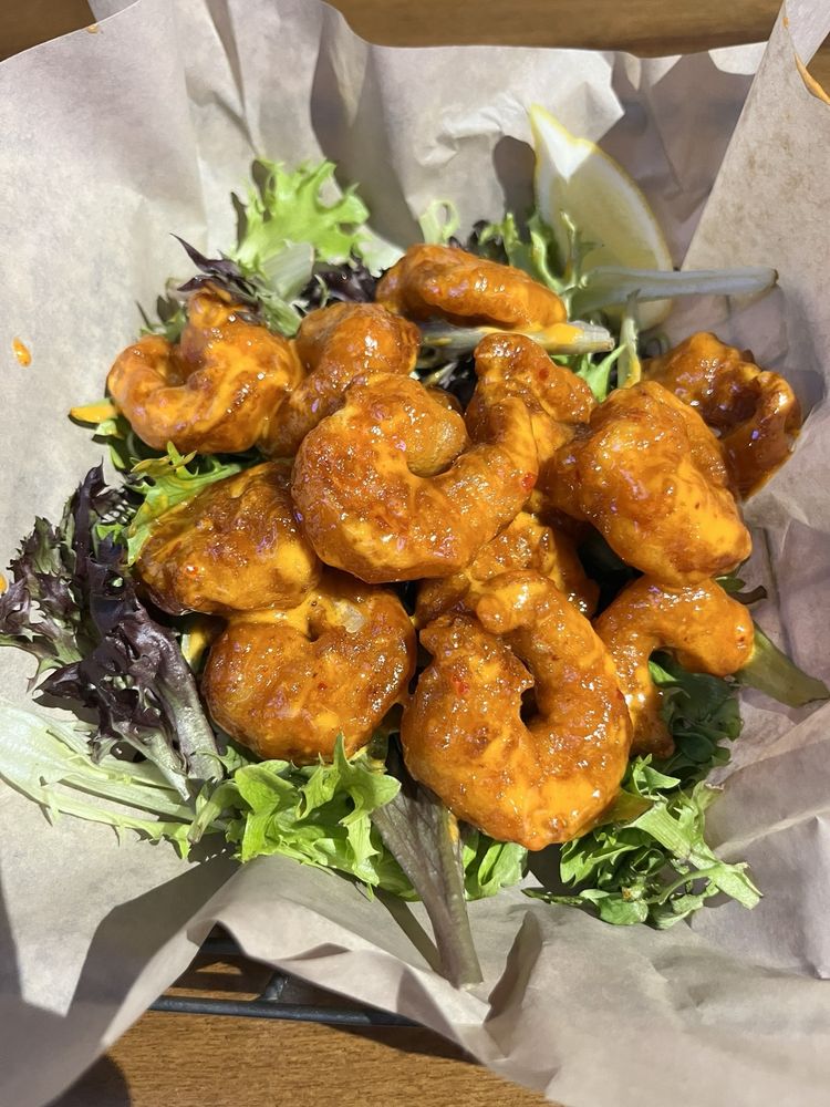 a bowl of pow pow shrimp