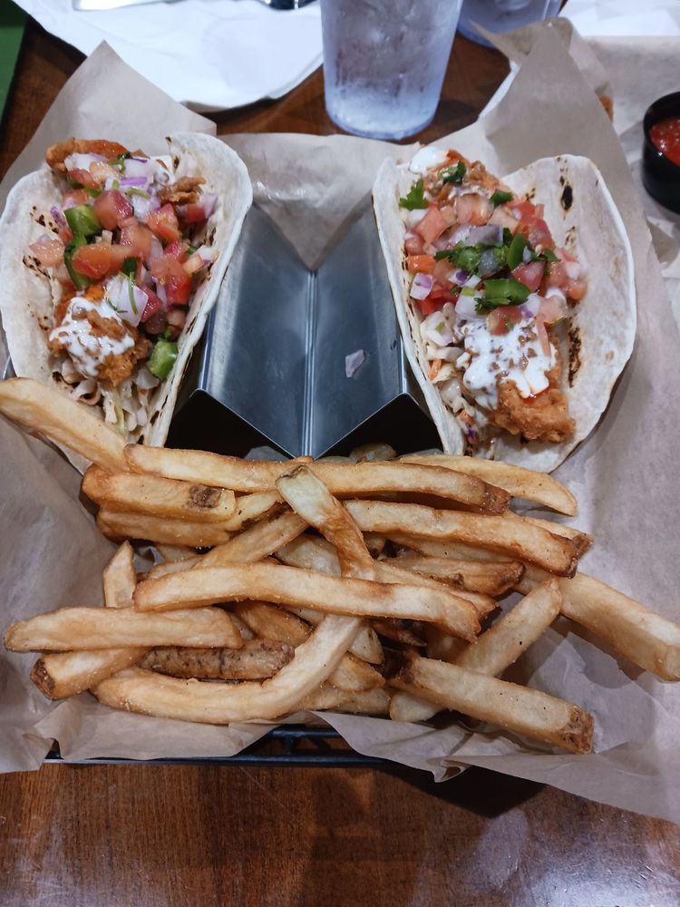 buffalo chicken tacos with fries