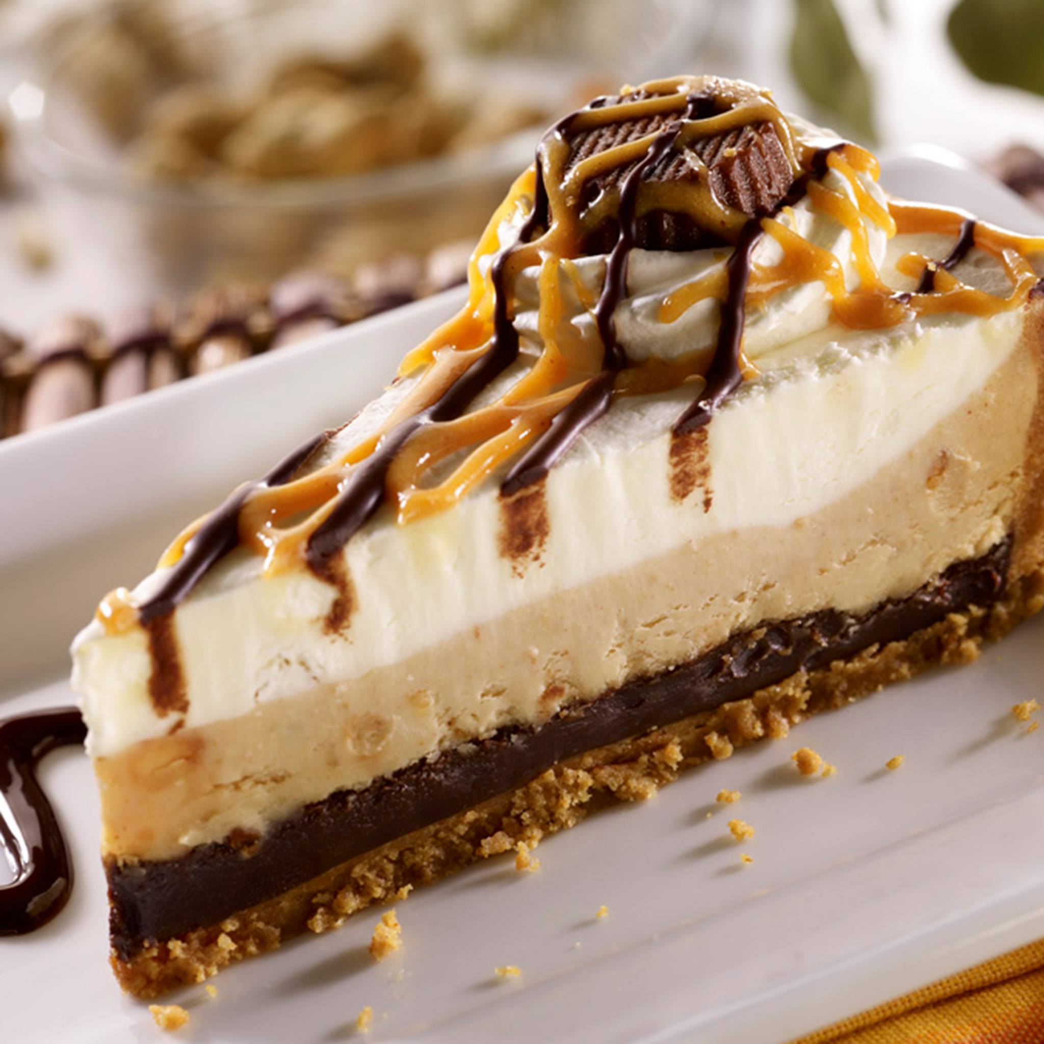 a slice of reese's cheesecake