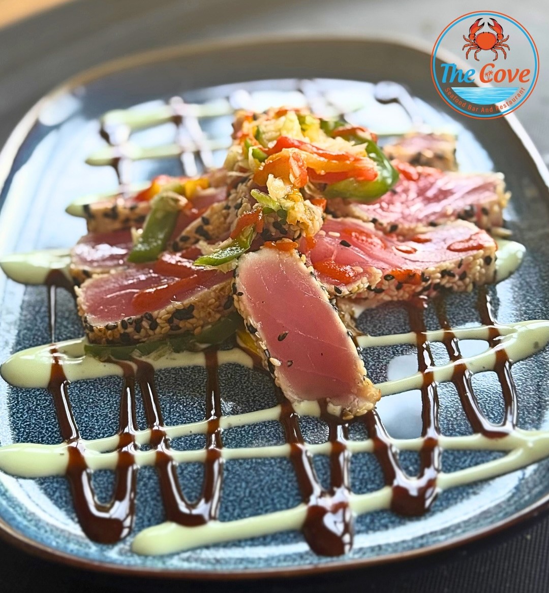 a plate of ahi tuna