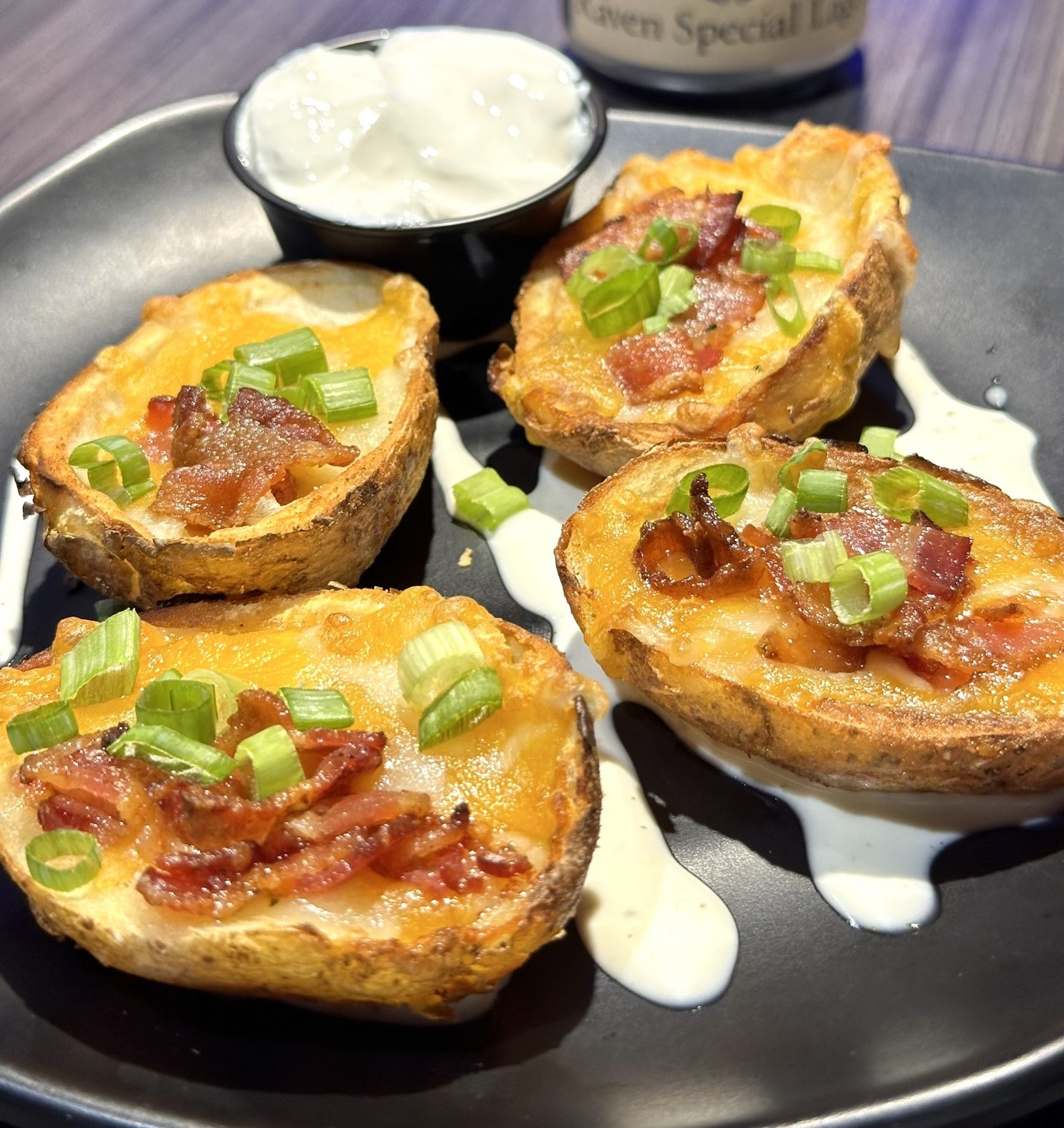 a plate of potato skins